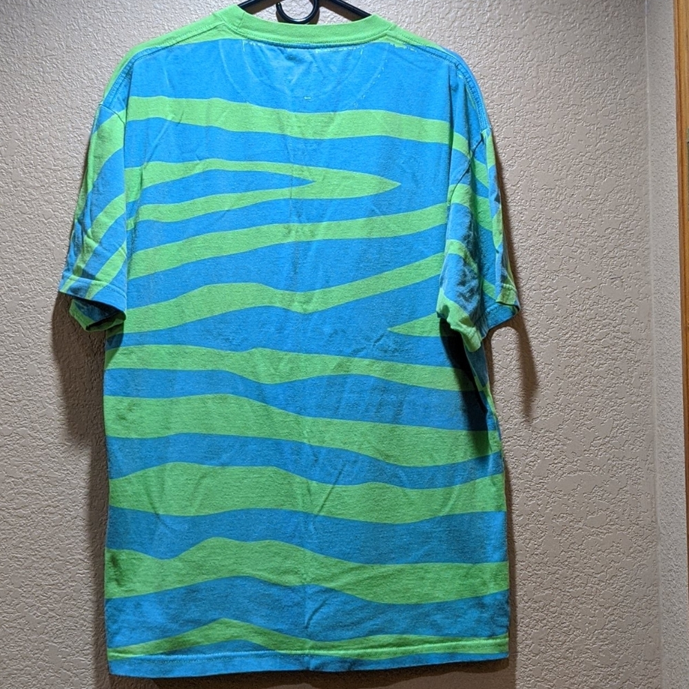 GOLF WANG Tiger Stripe Green Blue Tee RARE Sz XL - Picture 2 of 11